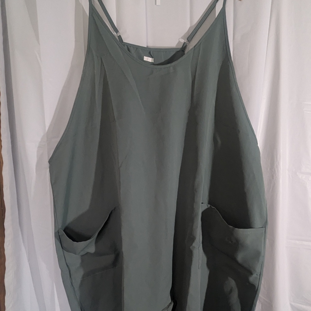Womens 5XL Romper Shorts Jumpsuits Summer Comfortable Green Pocket Sleeveless